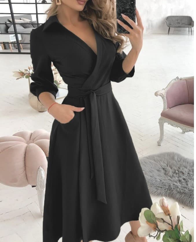 Vestido de verão com estampa geométrica e cinto para mulheres 6