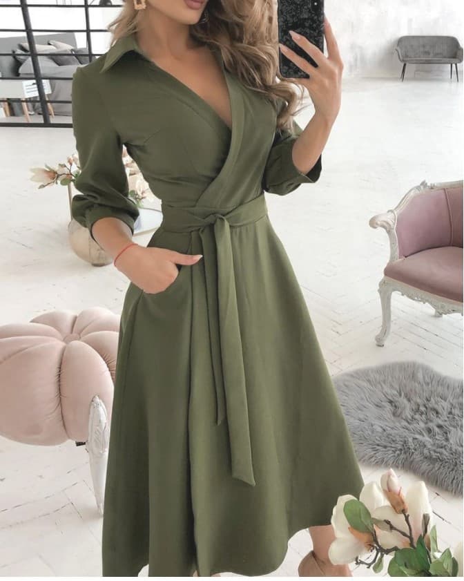 Vestido de verão com estampa geométrica e cinto para mulheres 3