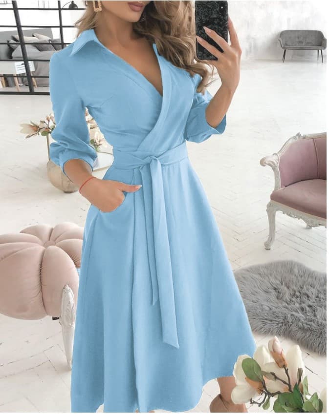 Vestido de verão com estampa geométrica e cinto para mulheres