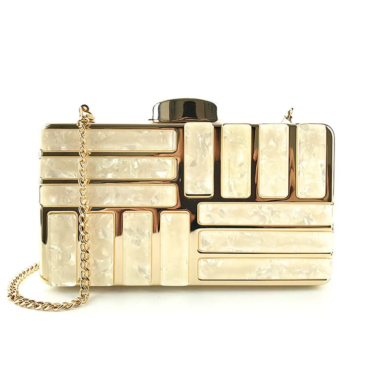 Bolsa de mão feminina em acrílico dourado, modelo clutch, nova bolsa de ombro da moda. 6
