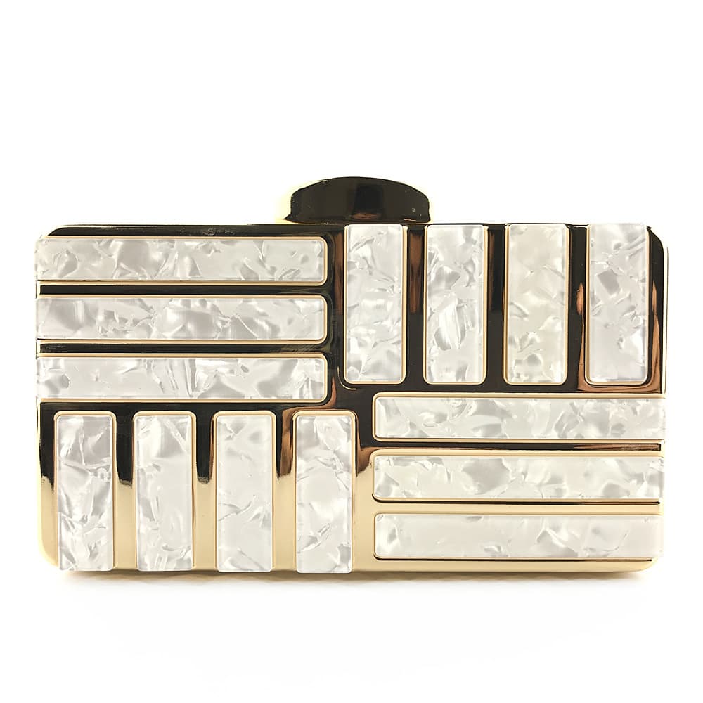 Bolsa de mão feminina em acrílico dourado, modelo clutch, nova bolsa de ombro da moda. 4