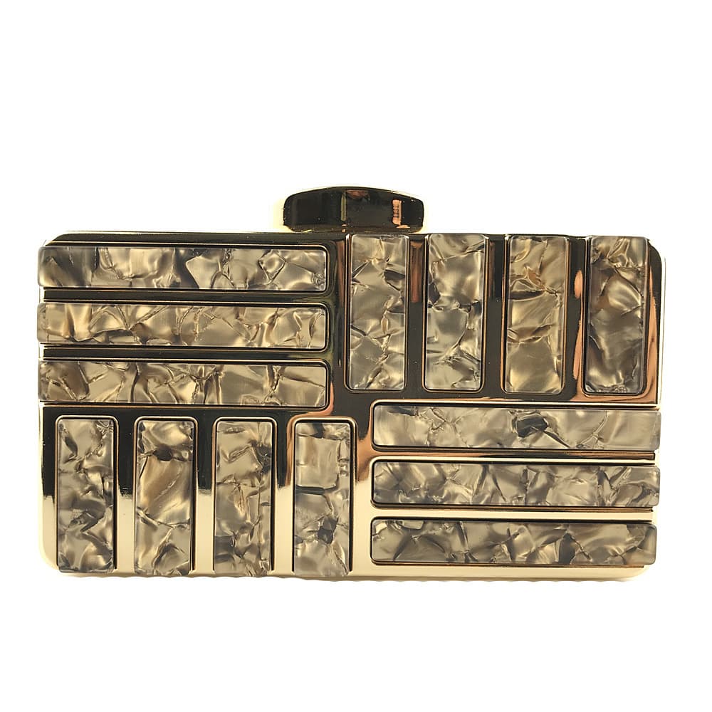 Bolsa de mão feminina em acrílico dourado, modelo clutch, nova bolsa de ombro da moda. 7