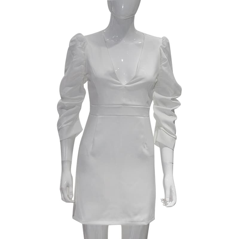 Vestido elegante de festa feminino, modelo tubinho, com decote em V profundo. 6
