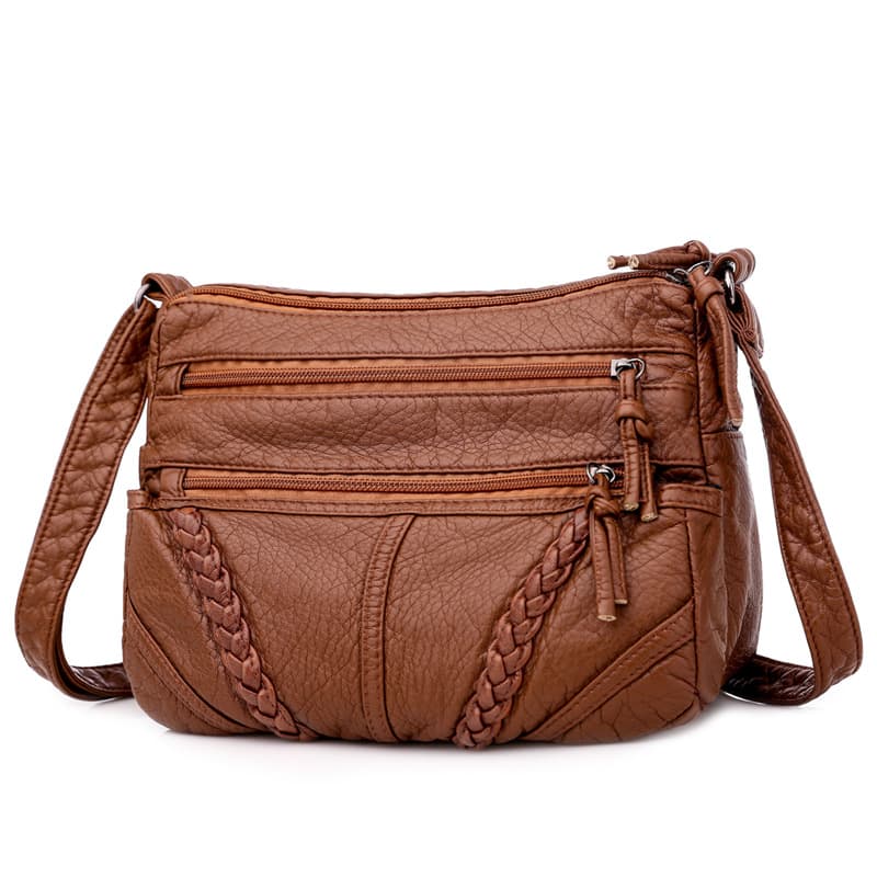 Bolsa Tiracolo Feminina De Grande Capacidade Em Couro Macio Com Toque Aveludado.