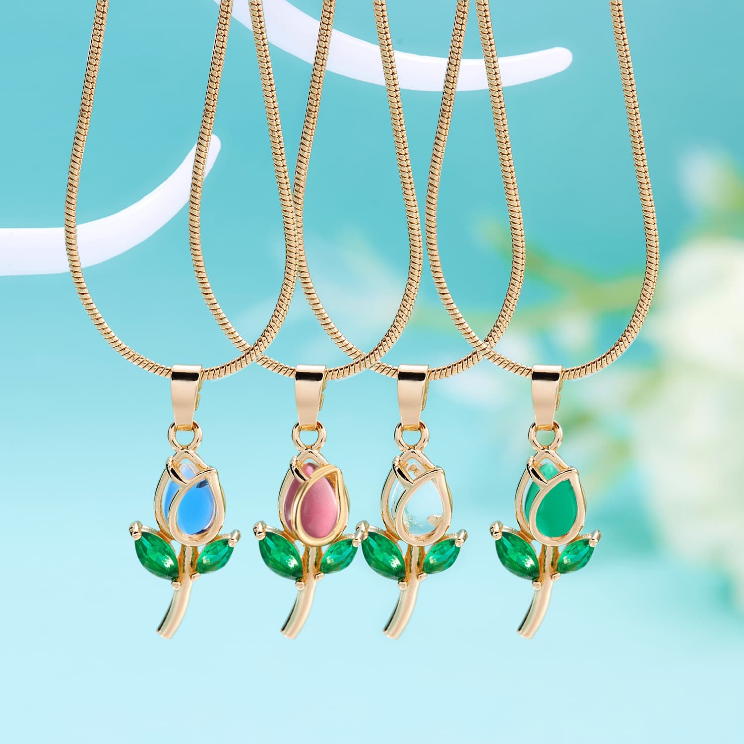 Colar elegante de tulipas para mulheres 12