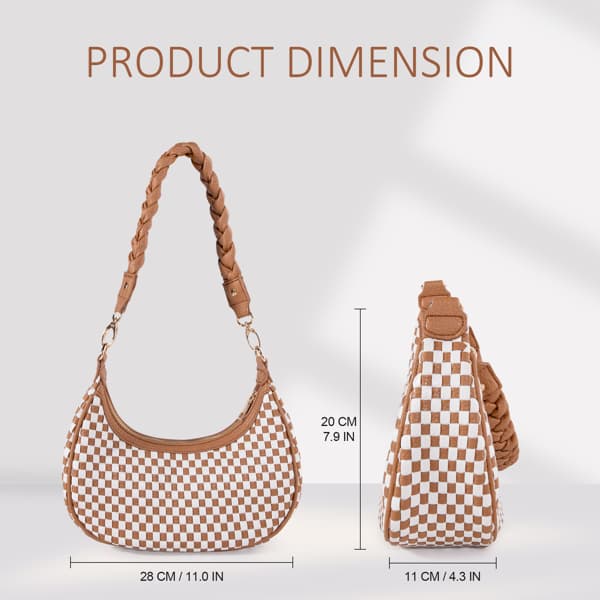 Bolsa Hobo Feminina Trançada em Couro Vegano - Marrom 3
