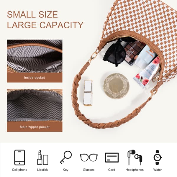 Bolsa Hobo Feminina Trançada em Couro Vegano - Marrom 4
