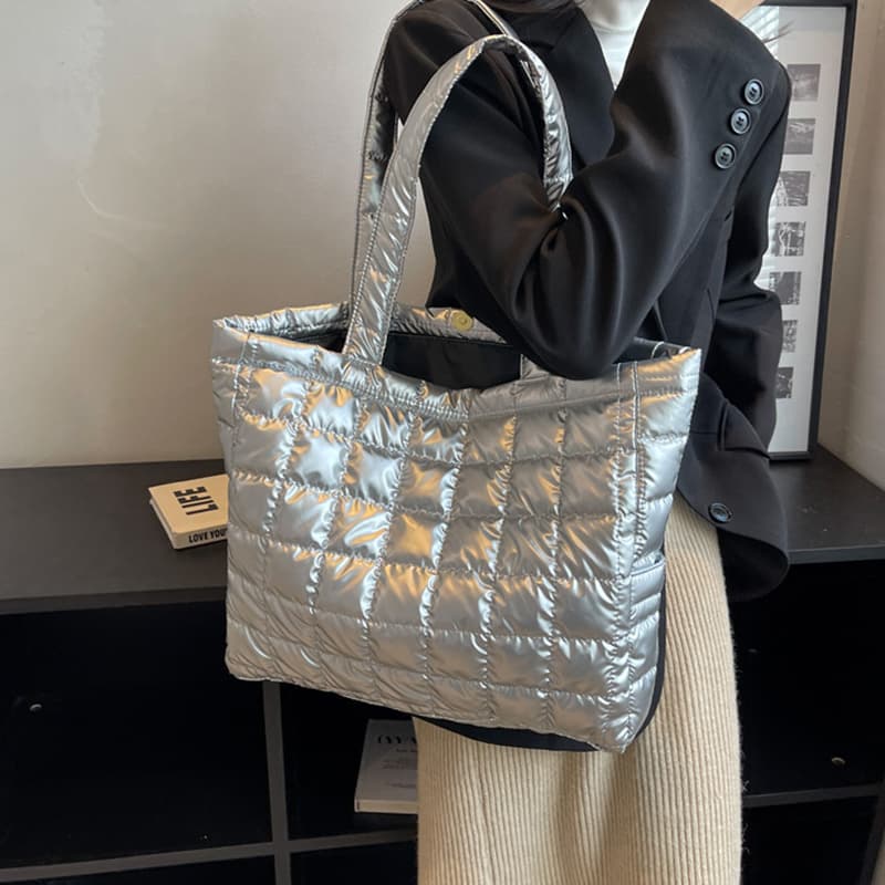 Bolsa de ombro feminina de inverno com estampa xadrez. 2