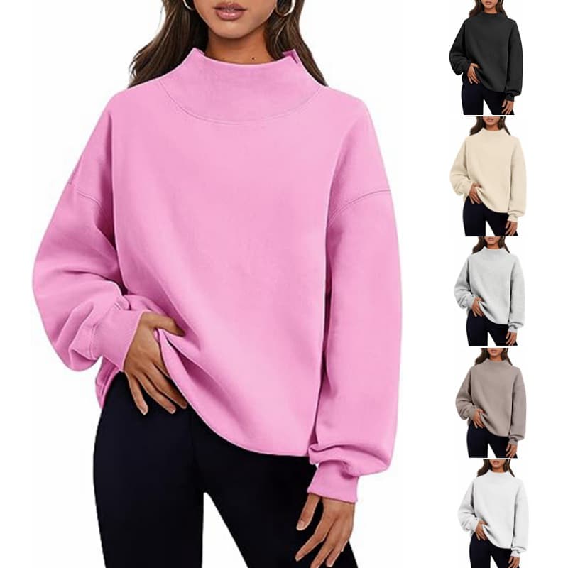 Pullover Sweatshirt Liso Color Solto Tops Moletom Grossa