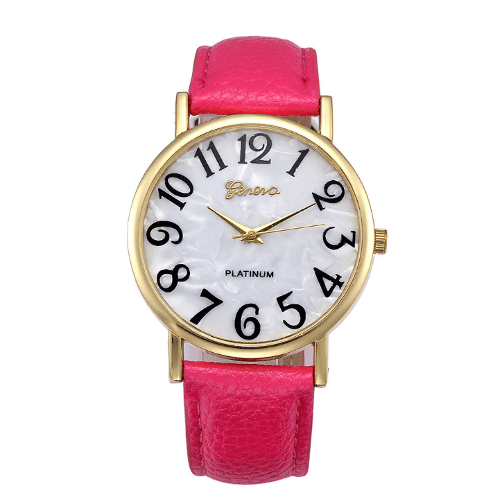 Relógio de pulso com pulseira de mármore, modelo Geneva, com mostrador em formato de concha, estilo casual. 8