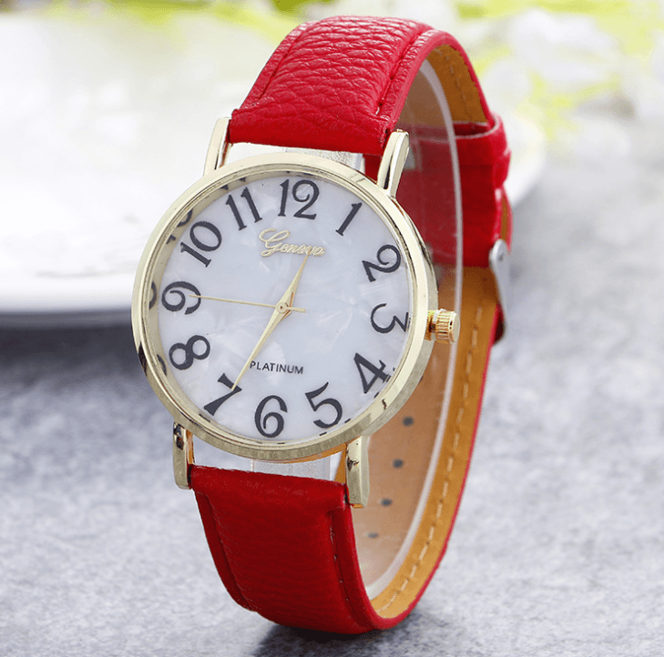 Relógio de pulso com pulseira de mármore, modelo Geneva, com mostrador em formato de concha, estilo casual. 10