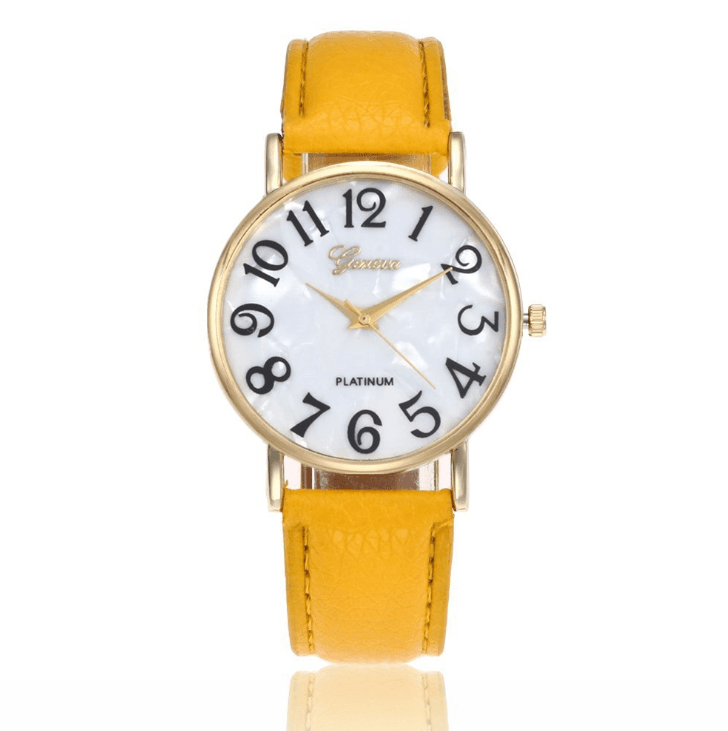 Relógio de pulso com pulseira de mármore, modelo Geneva, com mostrador em formato de concha, estilo casual. 11