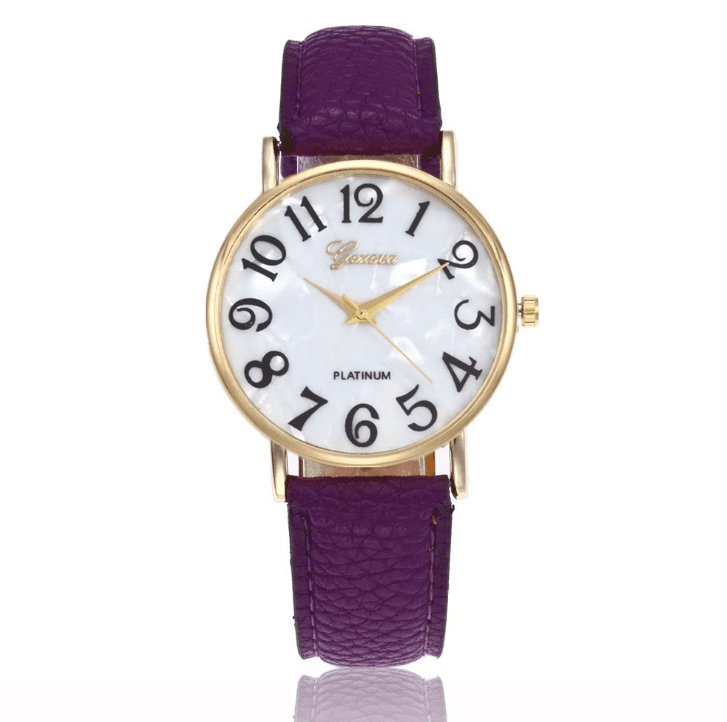 Relógio de pulso com pulseira de mármore, modelo Geneva, com mostrador em formato de concha, estilo casual. 9
