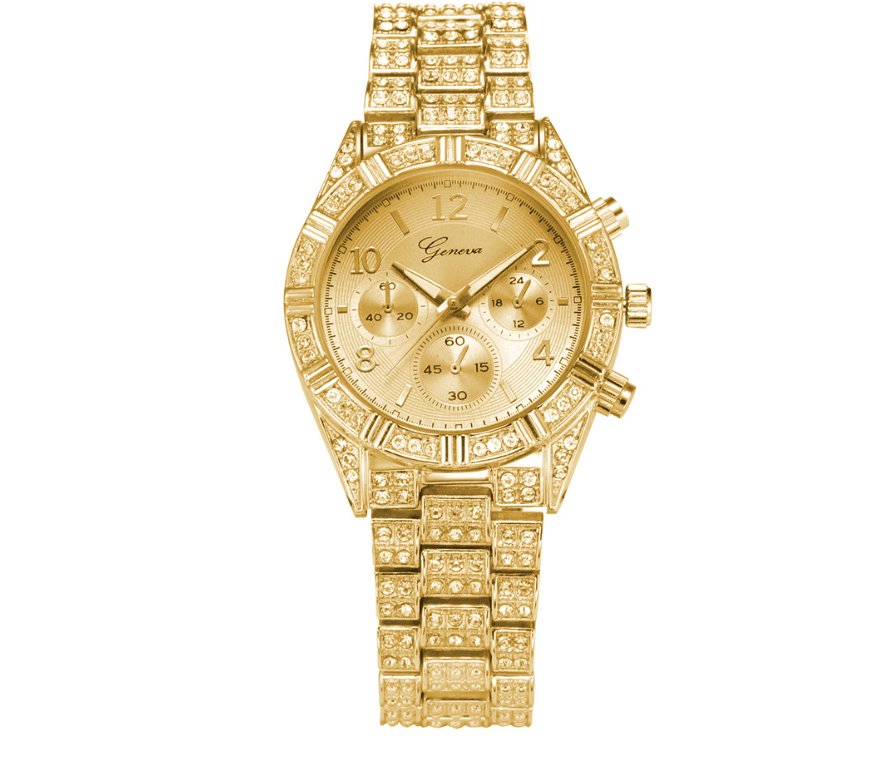 Feminino Crystal Quartz Analog Wrist RelóGio Moda Stainless