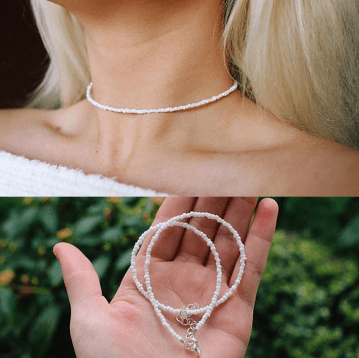 Colar gargantilha com pérolas