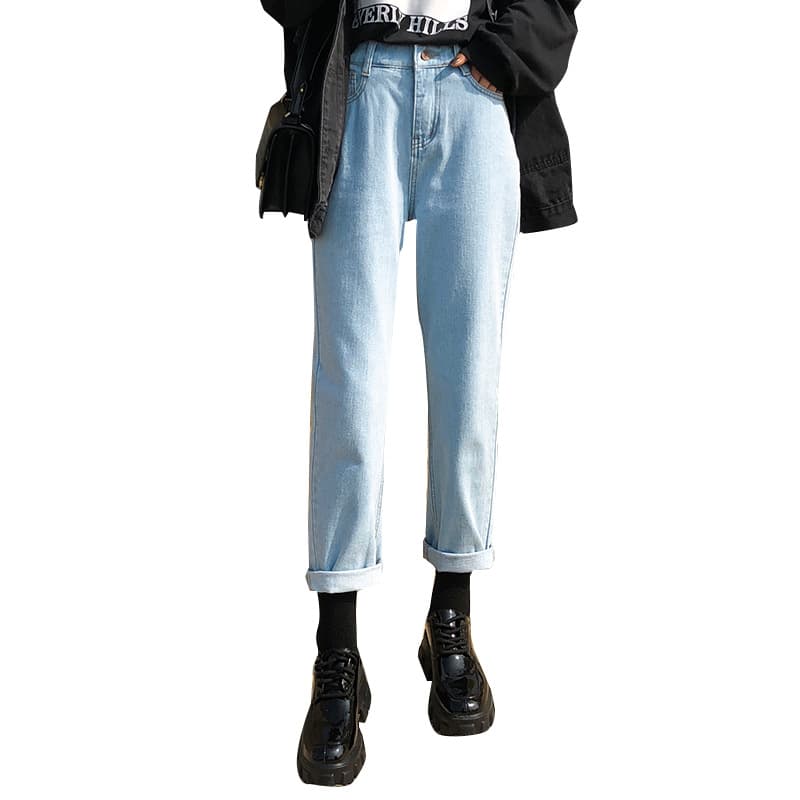 Calças jeans femininas de perna larga 2