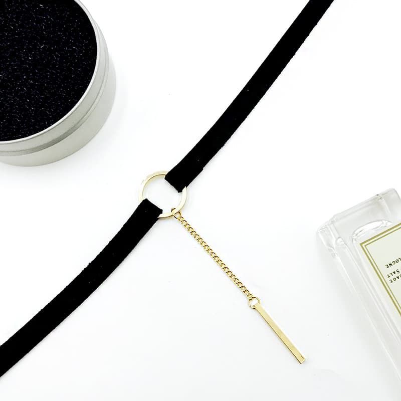 Colar feminino, colar clavicular preto 2