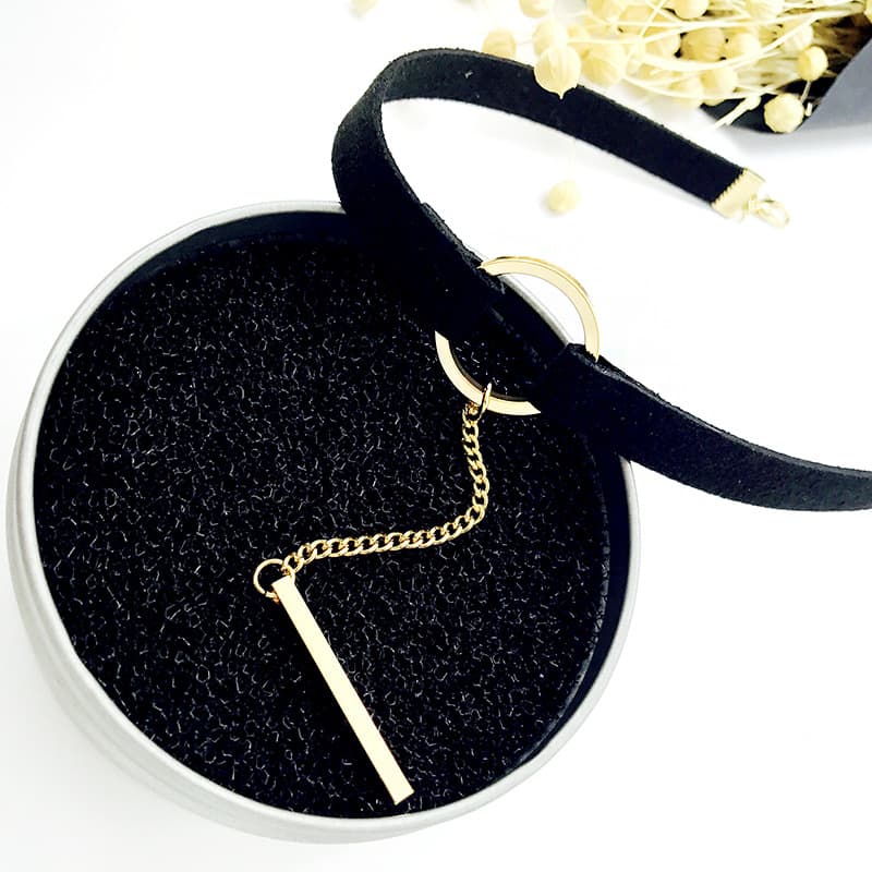 Colar feminino, colar clavicular preto 3