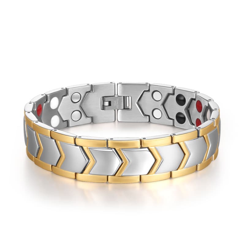 Gold Double Row Magnet Pulseira