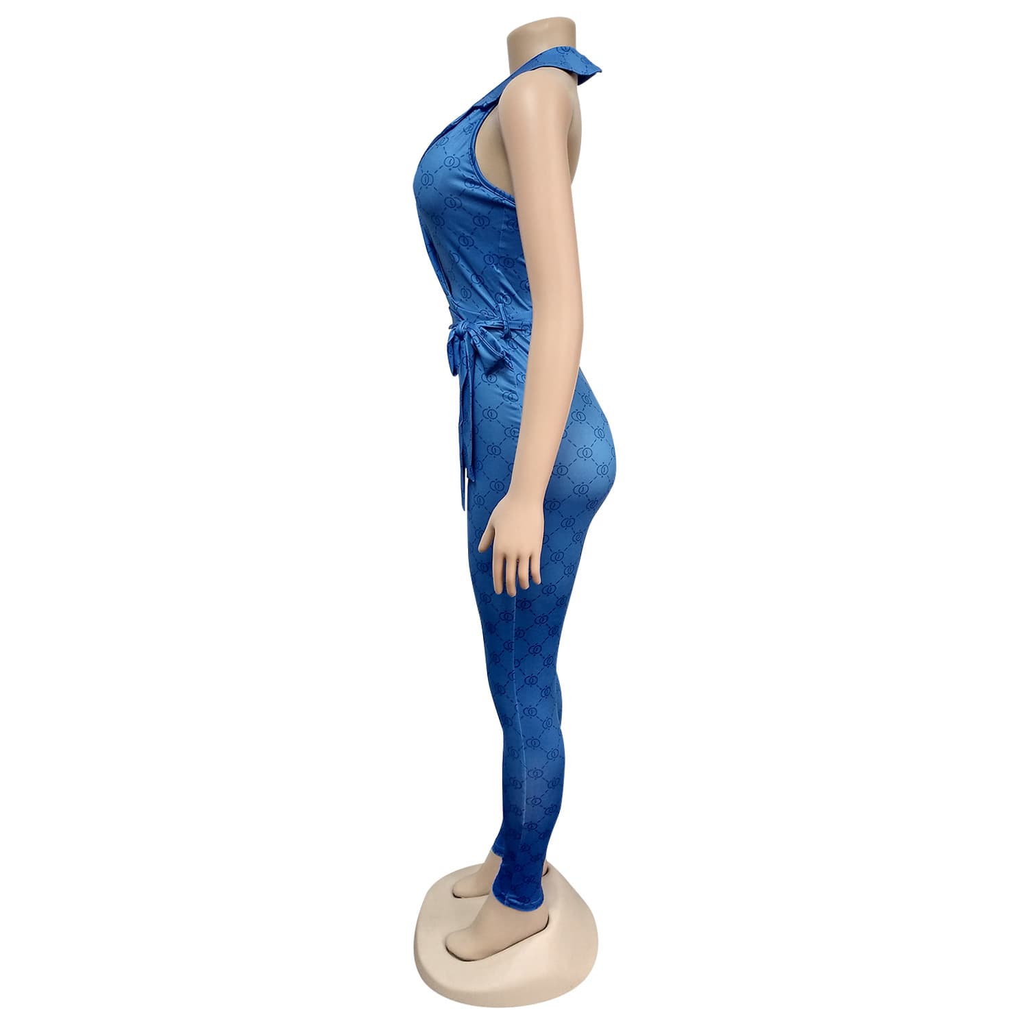 Macacão feminino estampado e sexy com decote halter 7