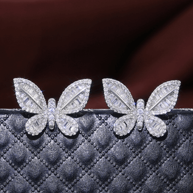 Brincos de borboleta com diamantes para mulheres 6