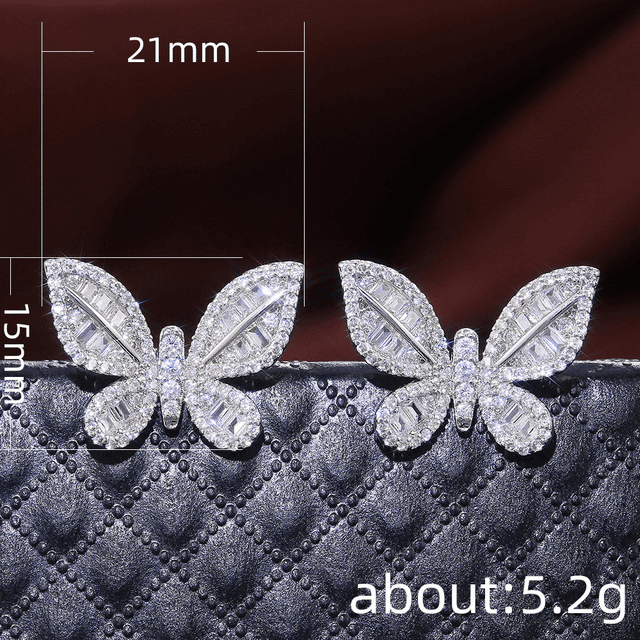 Brincos de borboleta com diamantes para mulheres 5