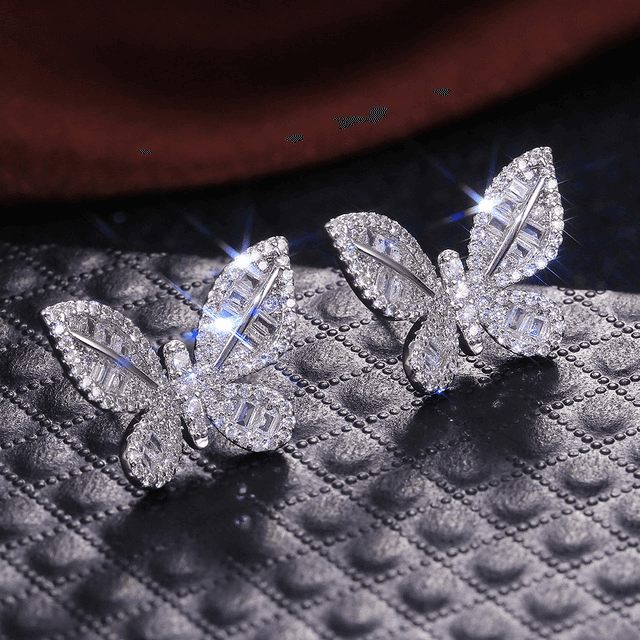 Brincos de borboleta com diamantes para mulheres 7