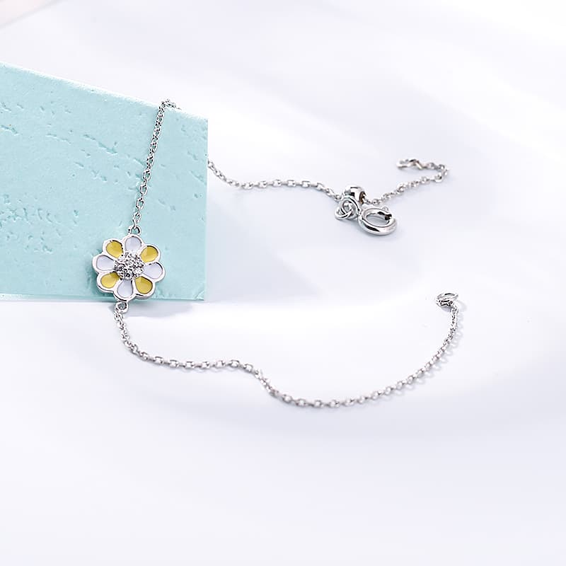 Pulseira Girassol Feminina em Prata 925 para Namorada