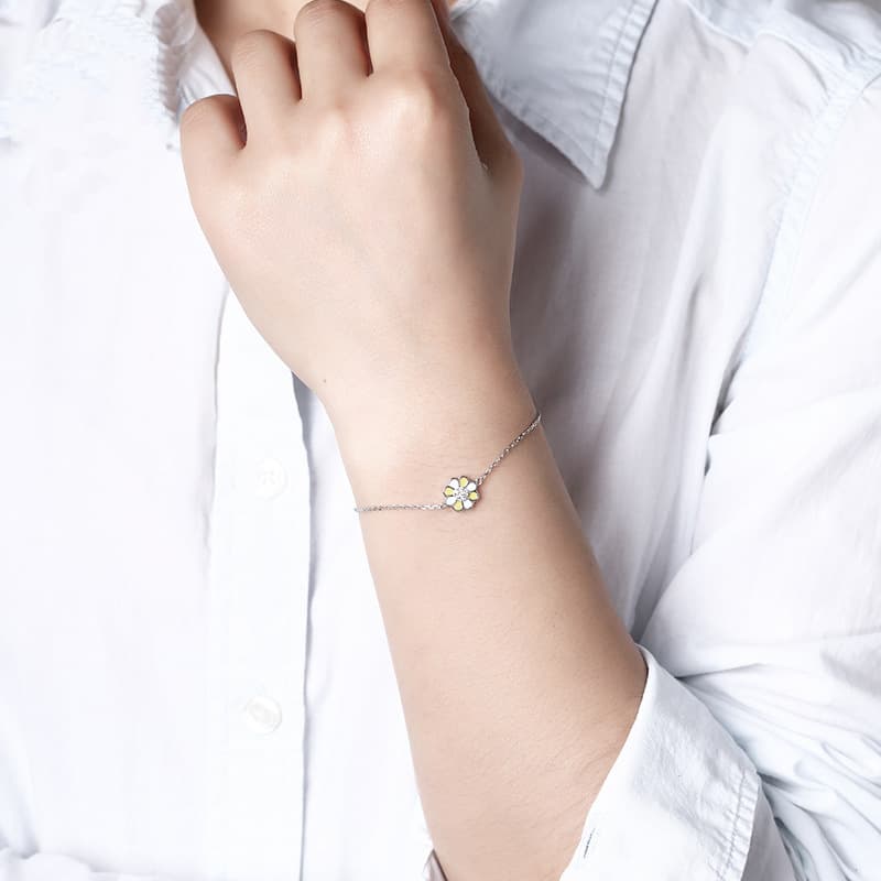 Pulseira Girassol Feminina em Prata 925 para Namorada 2