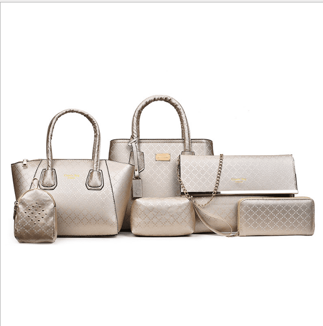 Conjunto de 6 Bolsas Femininas em Couro PU: Bolsa Transversal, Bolsa Tote, Bolsa Casual, Bolsa de Marca de Grife, Bolsa  2