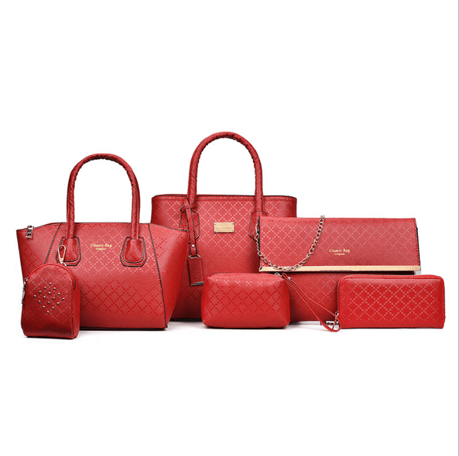 Conjunto de 6 Bolsas Femininas em Couro PU: Bolsa Transversal, Bolsa Tote, Bolsa Casual, Bolsa de Marca de Grife, Bolsa  5