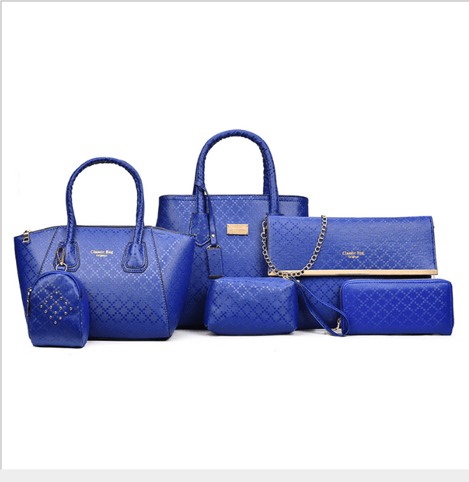 Conjunto de 6 Bolsas Femininas em Couro PU: Bolsa Transversal, Bolsa Tote, Bolsa Casual, Bolsa de Marca de Grife, Bolsa  3