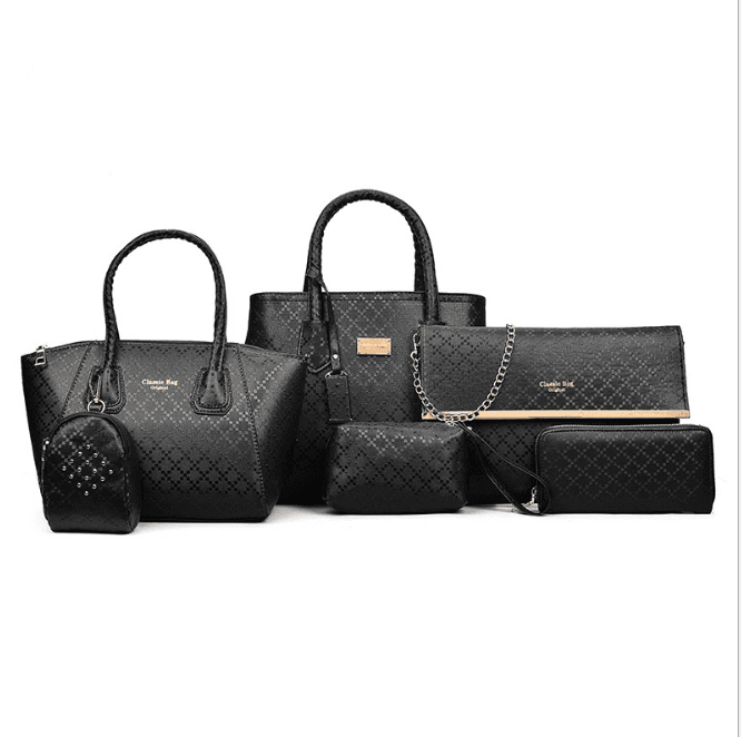 Conjunto de 6 Bolsas Femininas em Couro PU: Bolsa Transversal, Bolsa Tote, Bolsa Casual, Bolsa de Marca de Grife, Bolsa  4