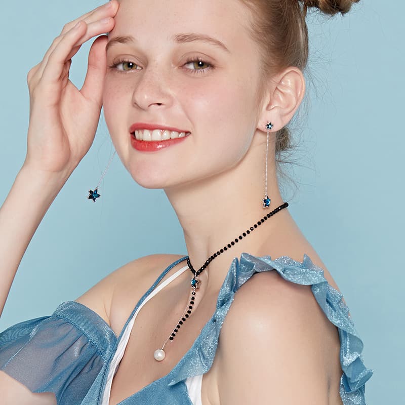 Colar feminino de cristal com vento frio 2