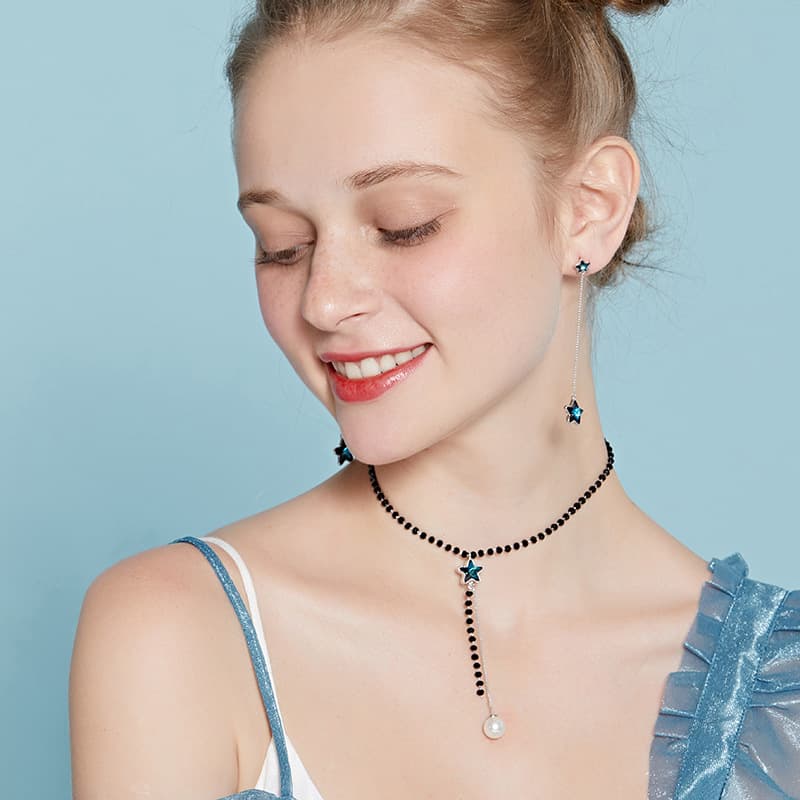 Colar feminino de cristal com vento frio 5