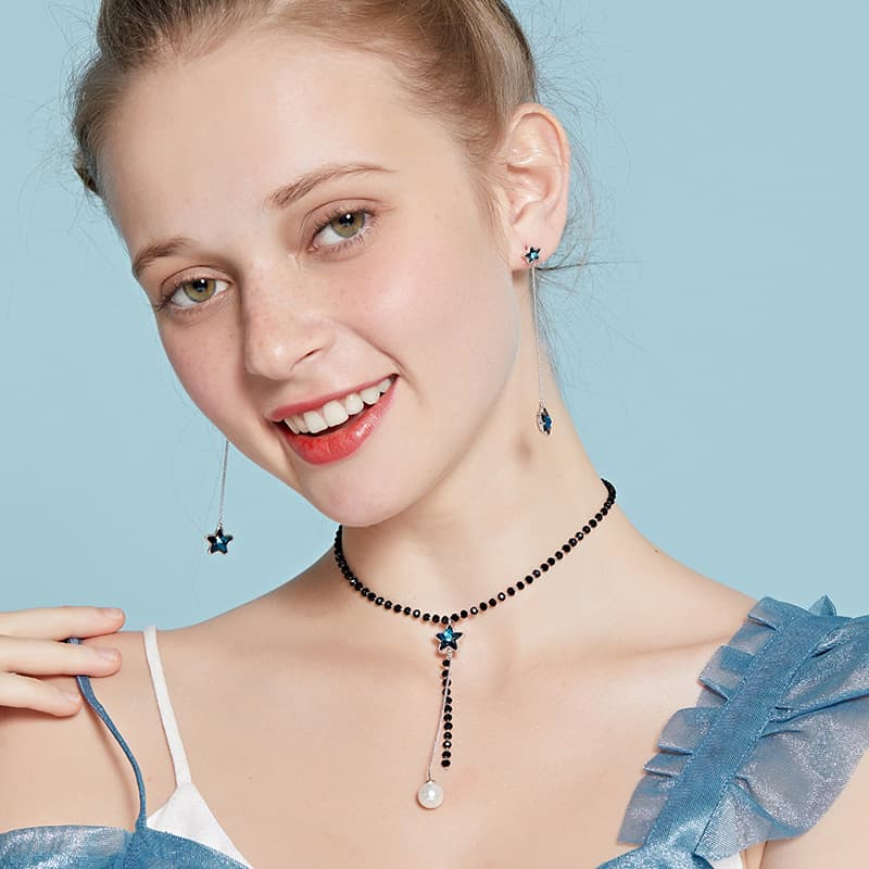 Colar feminino de cristal com vento frio 3