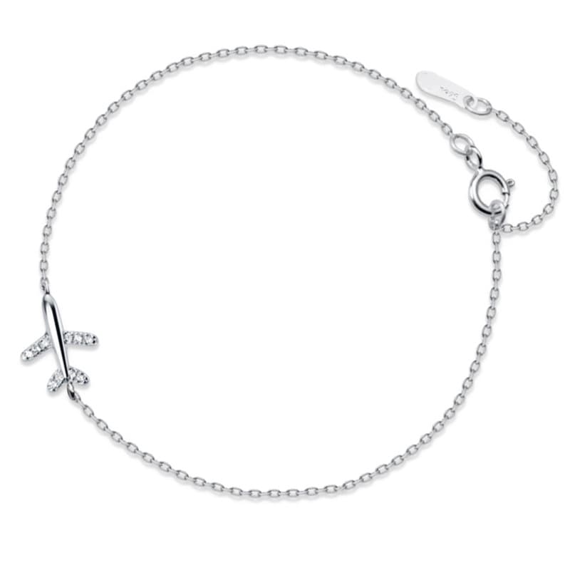 Pulseira Avião cor em Prata 925 com Diamantes