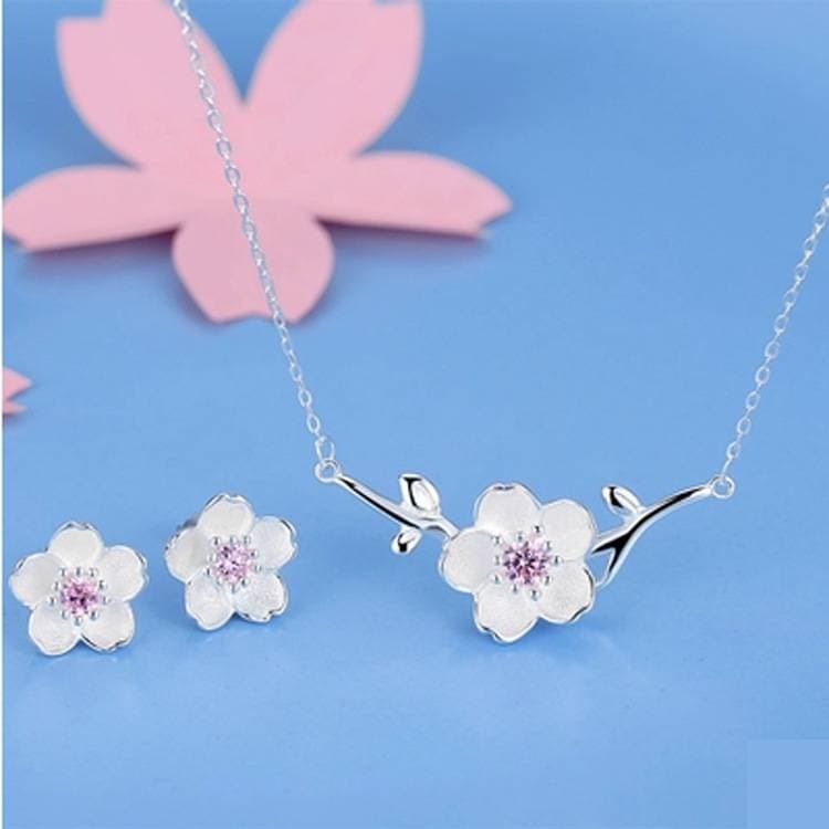 Joias florais prateadas para mulheres 2
