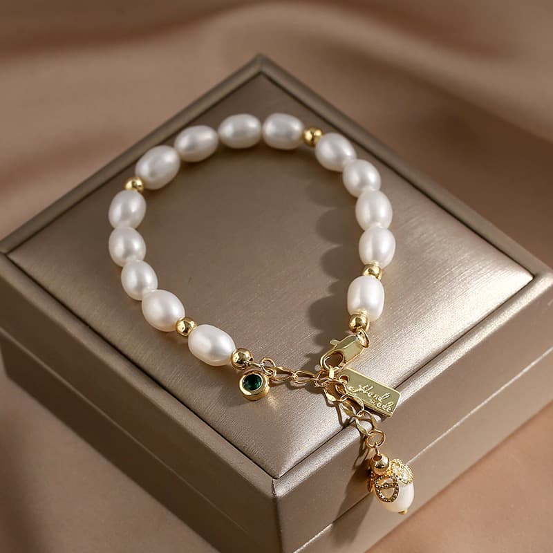 Pulseira feminina de pérolas barrocas de água doce