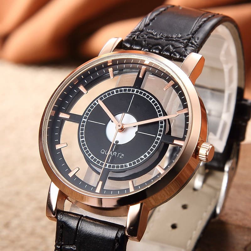 Relógio Feminino Com Pulseira De Couro Vazado 2