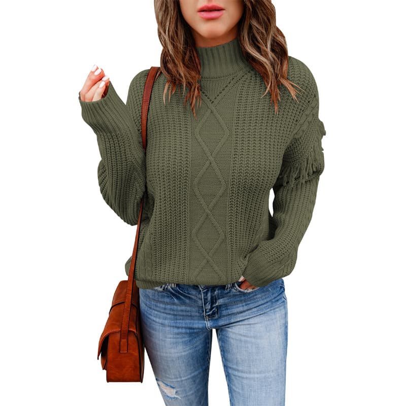 Blusa feminina de pelúcia com decote em V, modelagem solta e cor sólida. 5