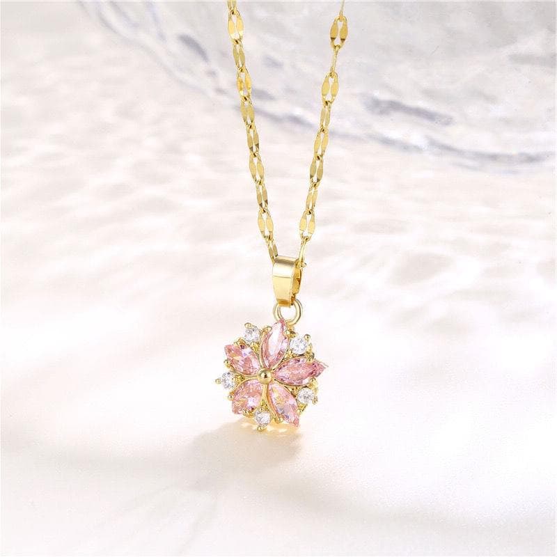 Colar feminino com pingente de floco de neve de cristal, estilo fashion.