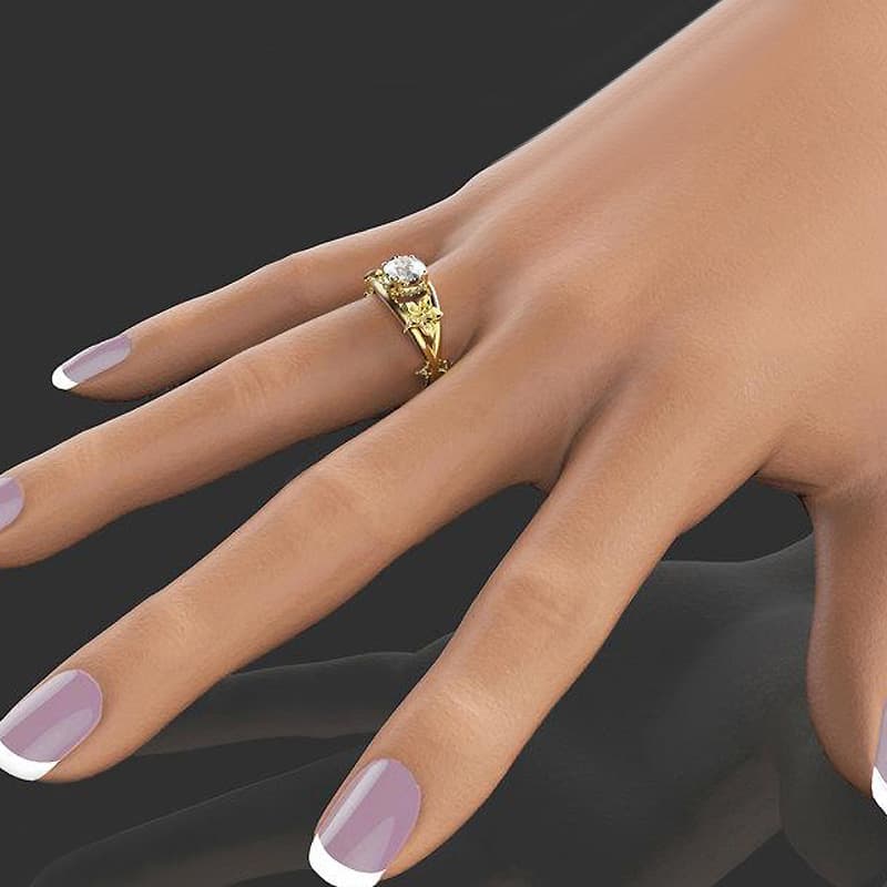 Anel brilho diamantes com design criativo em formato de flor 3
