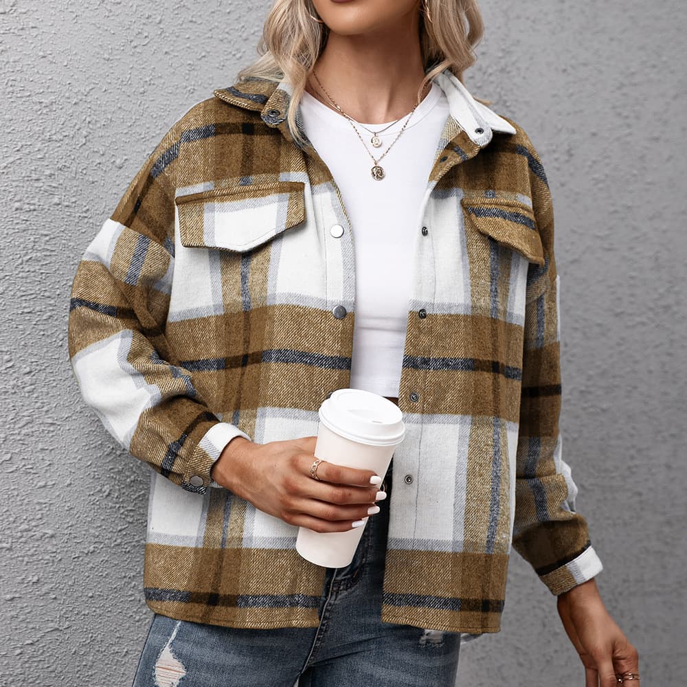 Blusa xadrez de manga comprida em cashmere grosso 3