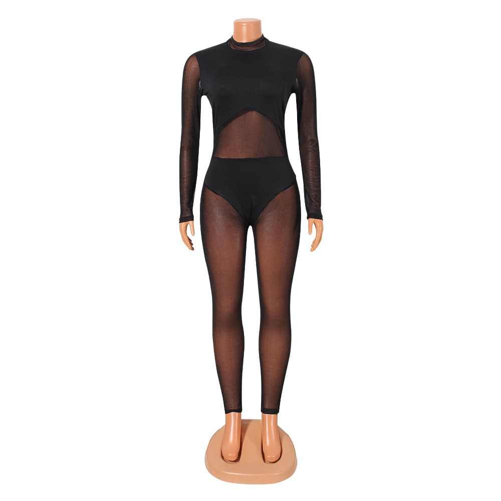 Macacão Feminino Malha Costura Transparente 2
