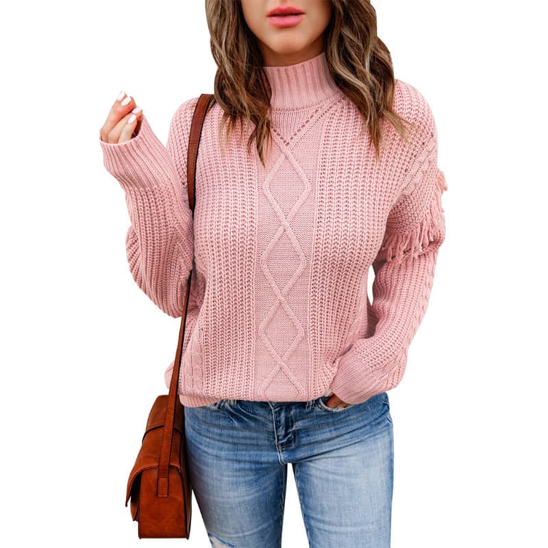 Blusa feminina de pelúcia com decote em V, modelagem solta e cor sólida. 2