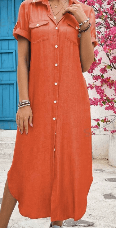 Vestido longo estilo camisa jeans para o verão feminino 3