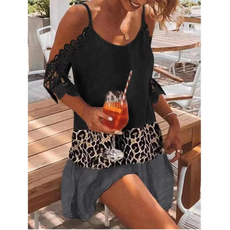 Vestido Com SuspensóRios Estilo Leopardo 7