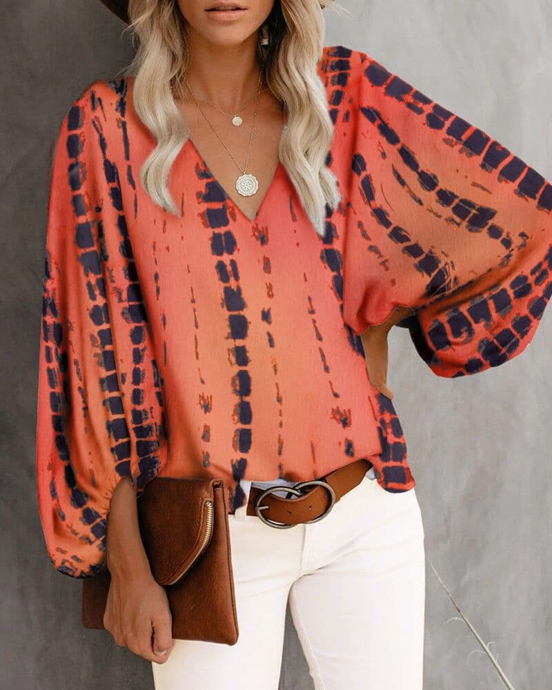 Camisa casual estampada com mangas bufantes 2