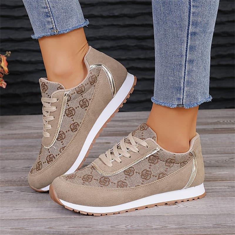 Flower Print Lace-Up Sneakers Casual Moda Lightweight Breathable Walking Running Sports Sapatos Feminino Flats